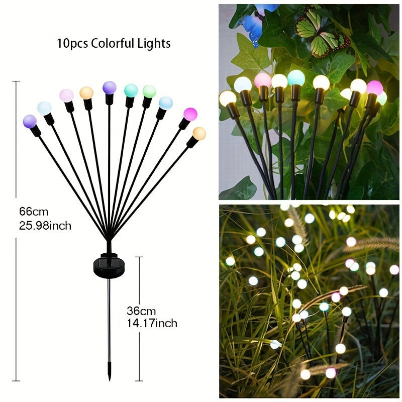 6/8/10 Solar Lawn Lamps with Wind-Driven LED Firefly, Garden Festival Decoration