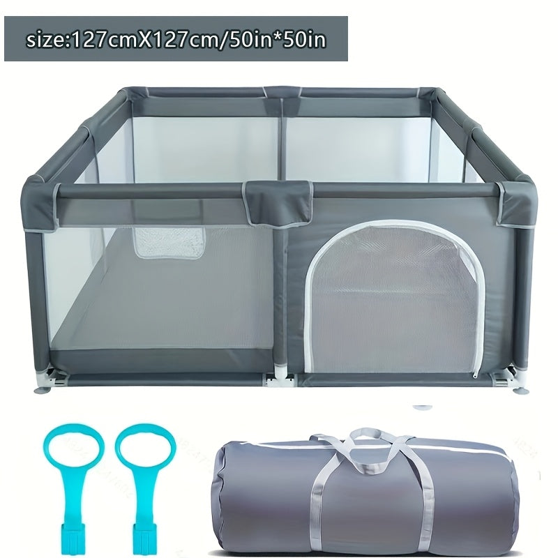 Spacious Baby Playpen featuring Gentle Mesh, Non-Toxic Plastic, Slip-Resistant Base, Reliable Safety Enclosure, includes Removable Storage Caddy for Children aged 0-3, perfect for Playtime Indoors and Outdoors.