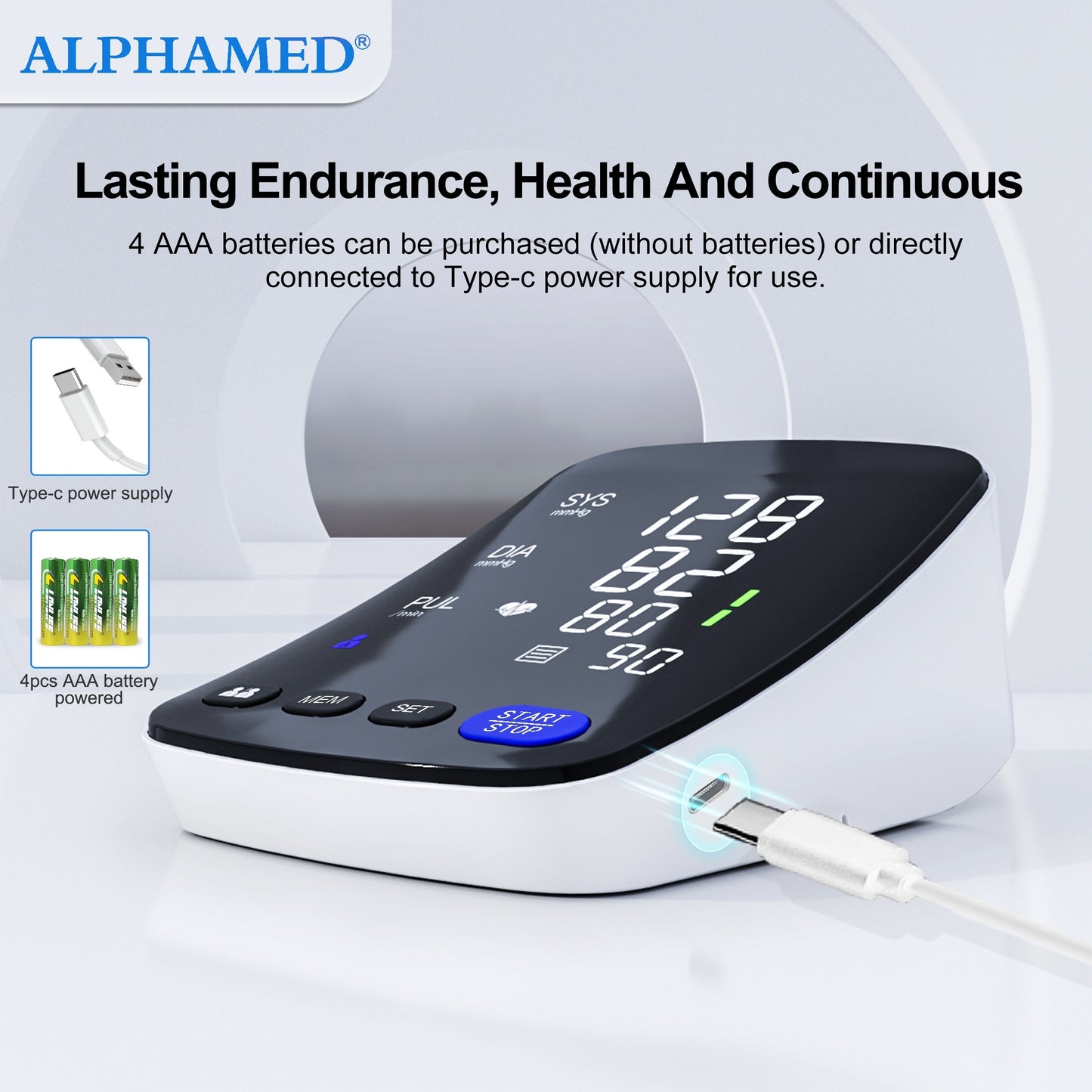 High-end LED curved screen sphygmomanometer with memory and automatic cuff for gifts and family.