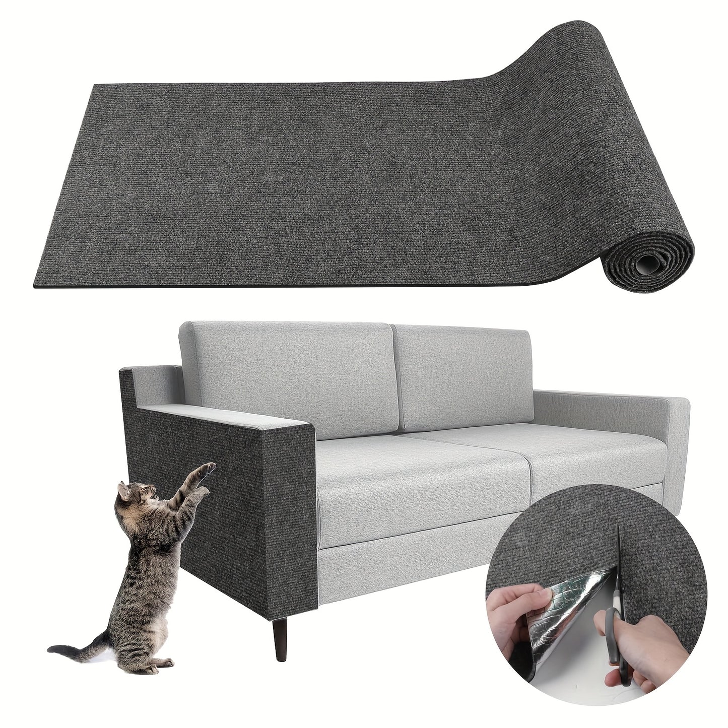 DIY self-adhesive carpet for cats, with scratching board, climbing mat, tree stand, and climbing stickers. Protects furniture and entertains cats.