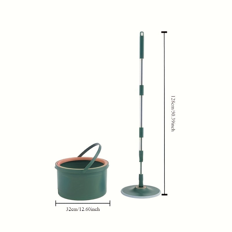 Get your hands on the 1 Set Round Spin Mop and Bucket System with Wringer, including 2 Microfiber Pads. Made of durable plastic, this cleaning set is perfect for use in the living room, bedroom, bathroom, and toilet. It is ideal for cleaning kitchen