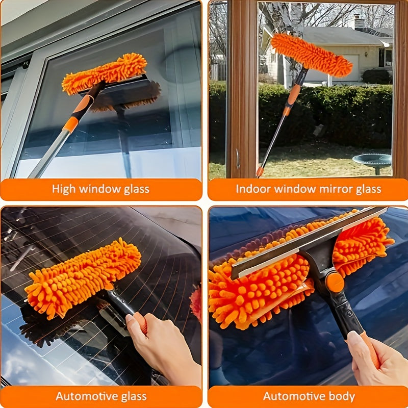 Glass cleaning tool with 4-meter long splicing for ladder-free window cleaning.