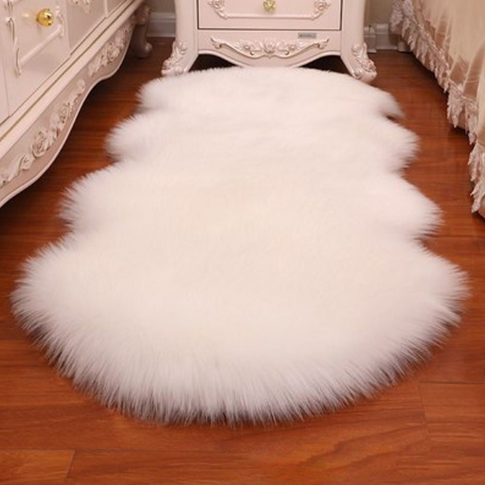 Artificial Sheepskin Long Hair Rugs - Soft Faux Fluffy Shaggy Carpets for Living Room and Bedroom, Non-Slip Home Decor Mats