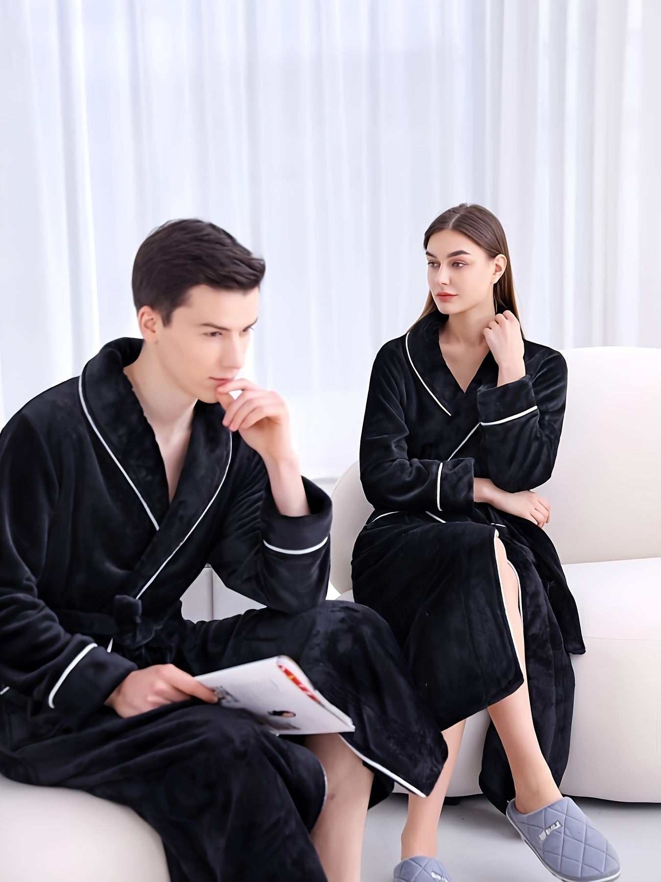 Cosy flannel robe for men & women, perfect for fall/winter.