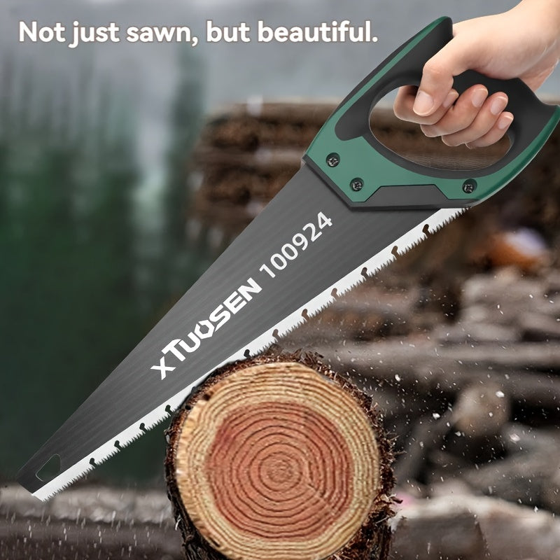 TUOSEN 21-Inch Hand Saw for Woodworking - Ergonomic Grip, Rust-Proof, Triple-Serrated Blade for Pruning and Felling, Universal, Garden Use.