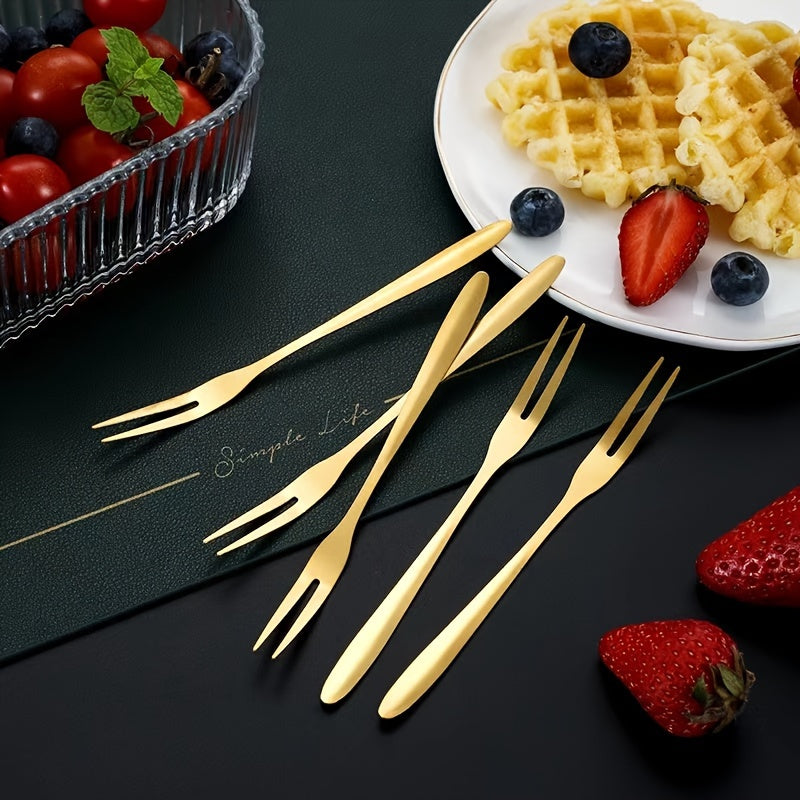 6-Piece Stainless Steel Dessert Forks with Carved Design - Ideal for Appetizers, Cheese, Fruits, Salad, and Small Bites - Durable Restaurant-Grade Utensils