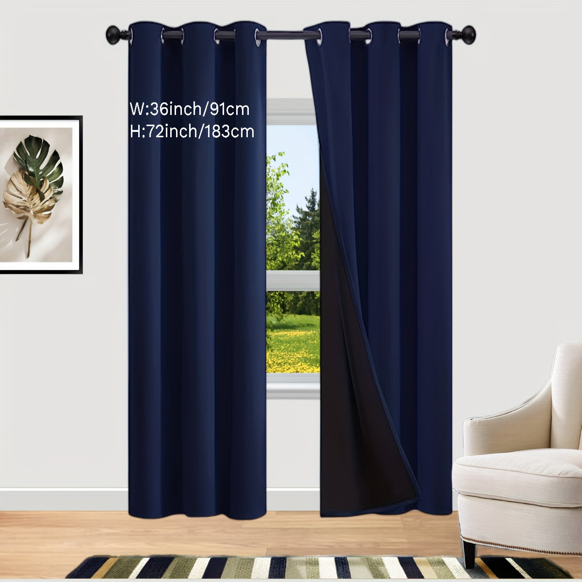 2 Sets of Bedroom Curtains with Coated Insulation and Simple Grommet Design for 100% Blackout