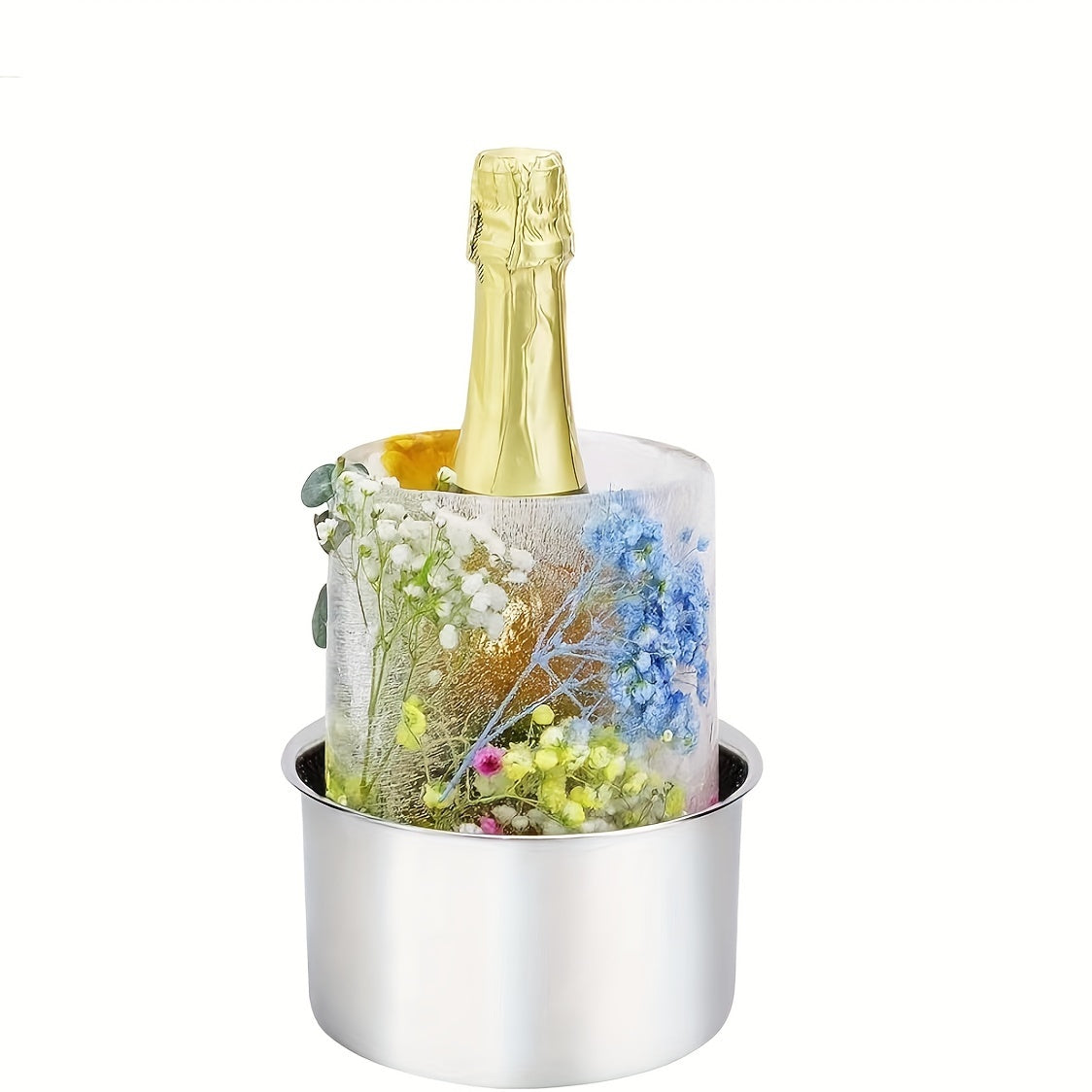 This Ice Mold Wine Bottle Cooler doubles as a Champagne Bucket, perfect for creating DIY Champagne cocktails. The transparent bucket can be frozen to keep your drinks cool during holiday parties, wedding celebrations, and various festivals.