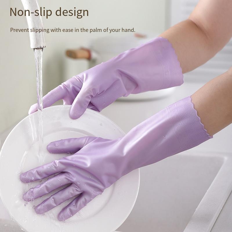 Latex Dishwashing Gloves for Women - Waterproof, Thin, and Durable. Perfect for Laundry, Cleaning, and Kitchen Tasks. Provides Protection for Hands during Housework. Powder-Free Material, Ideal for Kitchen Use.