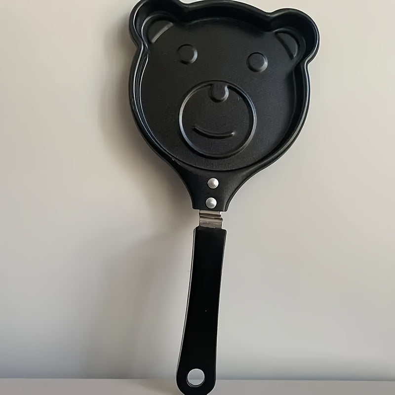 Hand Wash Only - Cute Cartoon Bear Design Non-Stick Cast Iron Mini Breakfast Skillet, Ideal for Eggs & Pancakes