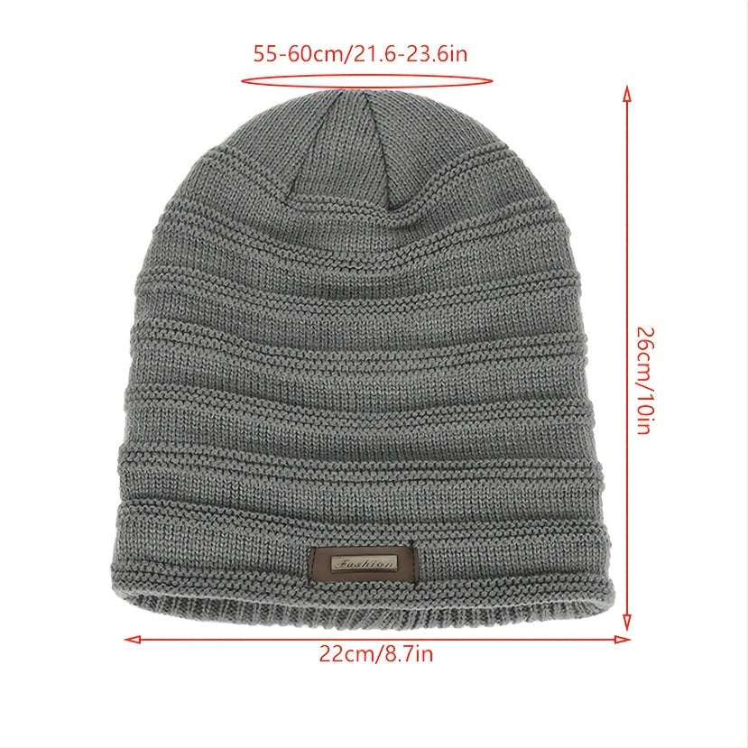 Hat for Men to Keep Warm in Winter, Fleece Knitted Outdoor Cap