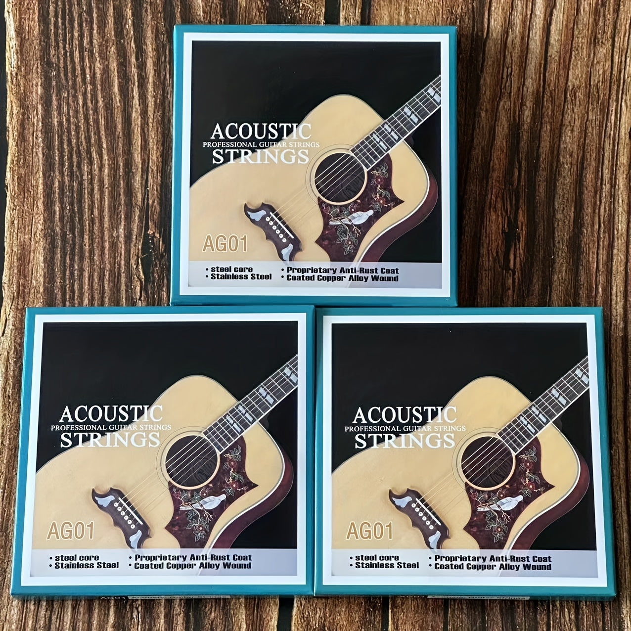 1 Set of stainless steel coated copper alloy wound acoustic guitar strings with quality steel core for folk guitar parts & accessories.