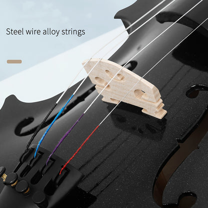 Astonvilla V-10 Solid Wood Violin 4/4 Black - High-Quality LoreM Ipsum Sound, Durable Design, Includes Chin Rest and Case.