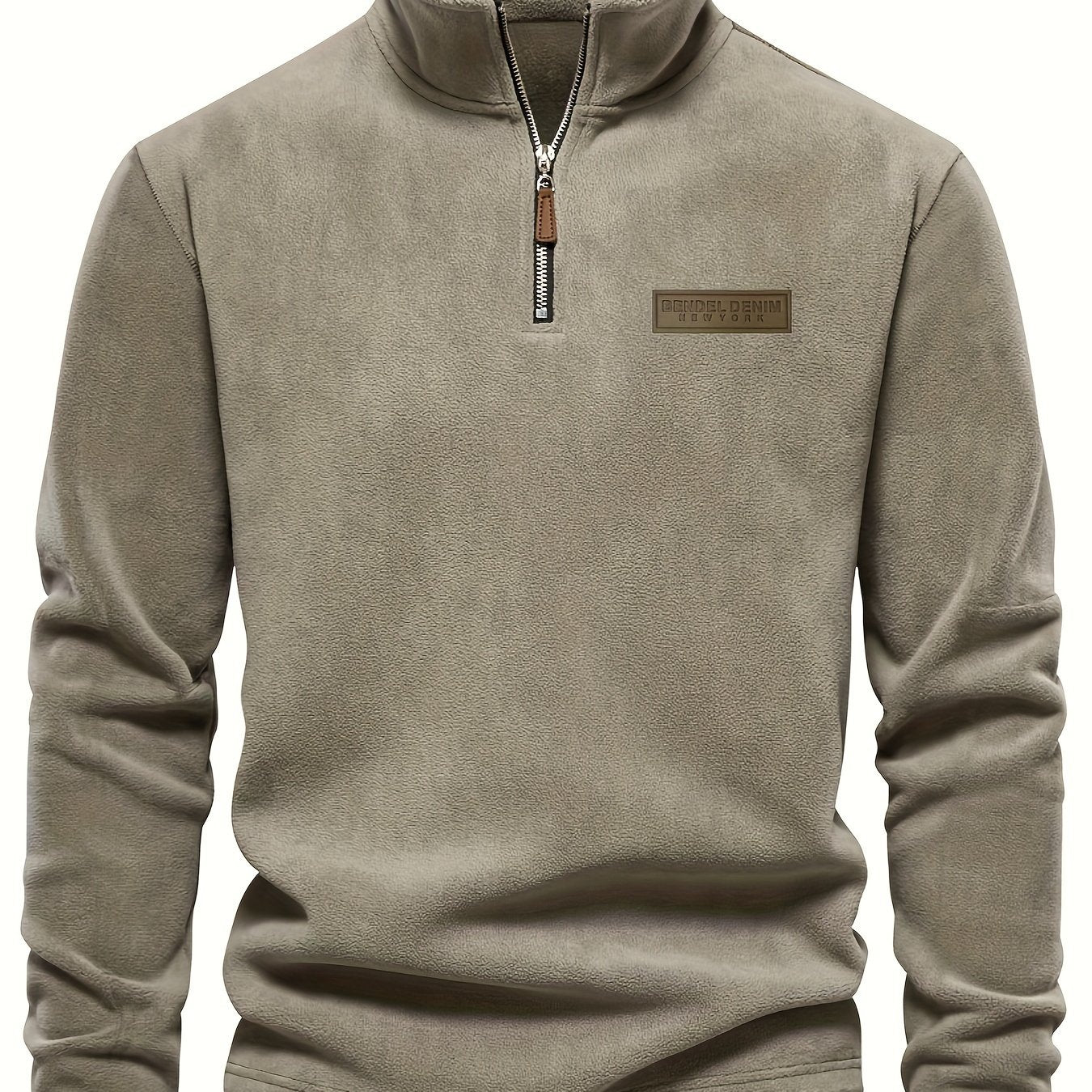 Men's Half-Zip Fleece-Lined Sweatshirt- Casual, Stand Collar, Long Sleeve for Fall/Winter