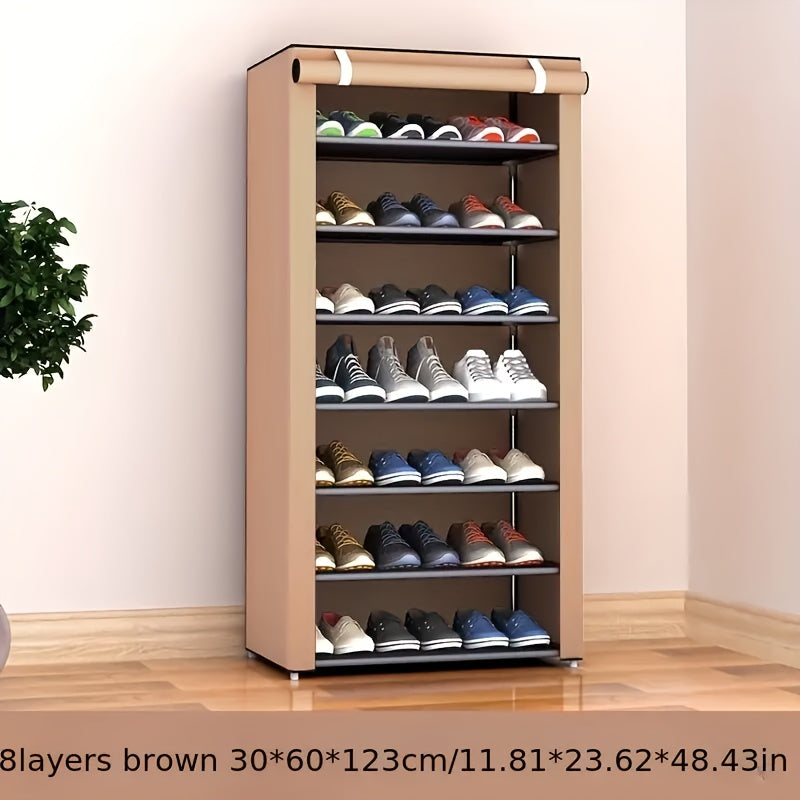 Modern Metal Shoe Organizer Cabinet - 1 Piece, Freestanding Shoe Rack for Entryways, Multi-Tier Storage for Any Room, Floor Mount Design - No Need for Electricity