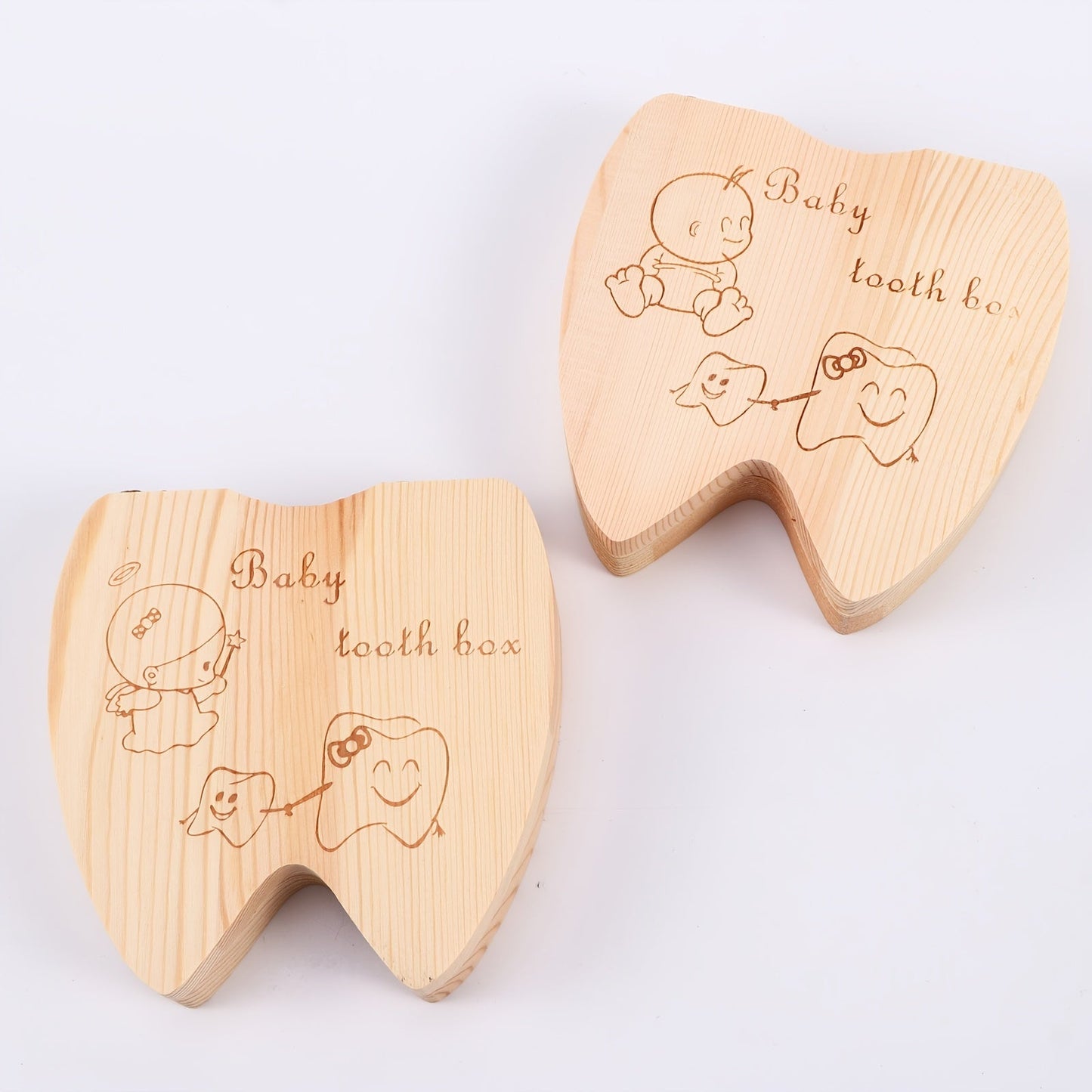 Wooden Baby Kids Tooth Storage Box - A Perfect Gift for Christmas, Halloween, and Thanksgiving! This Tooth Wooden Box Organizer is ideal for collecting and storing your child's milk teeth and umbilical cord. Dimensions: 4.65*4.53*1.1 inches