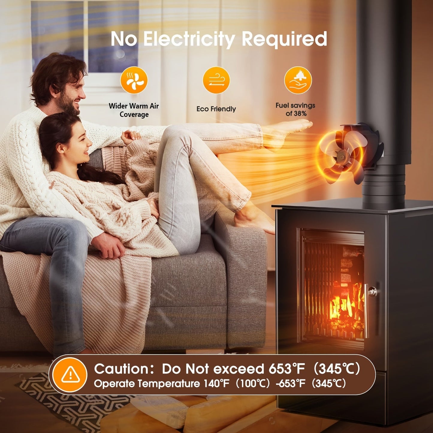 Heat Powered Stove Fan — это магнитный дымоходный каминный вентилятор с 4 лопастями, подходящий для дровяных печей, не требующих электричества. Этот бесшумный Ecofan предназначен для циркуляции тепла от газовых, дровяных или пеллетных печей.