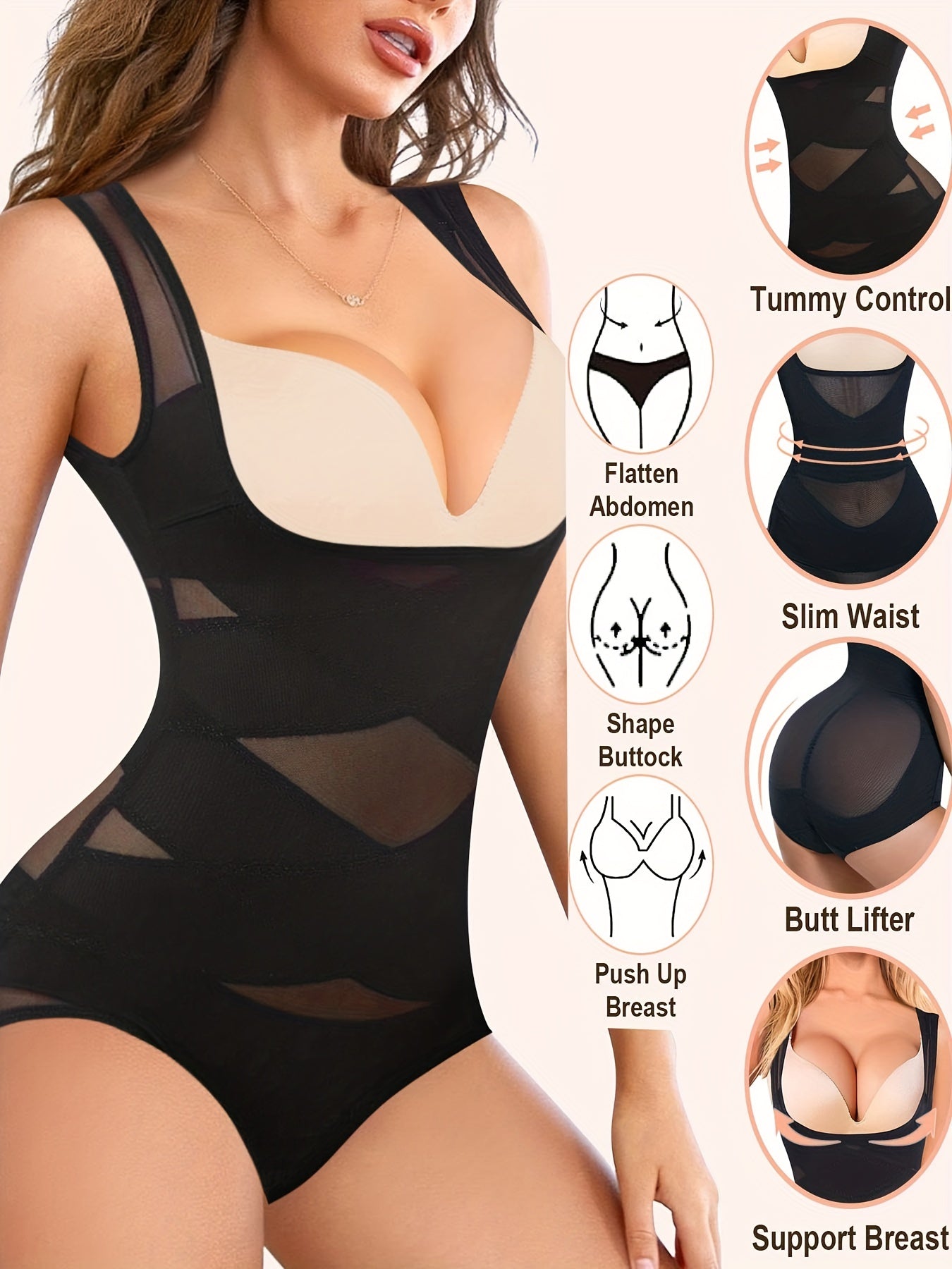 Slimming shapewear bodysuit with tummy control for women.