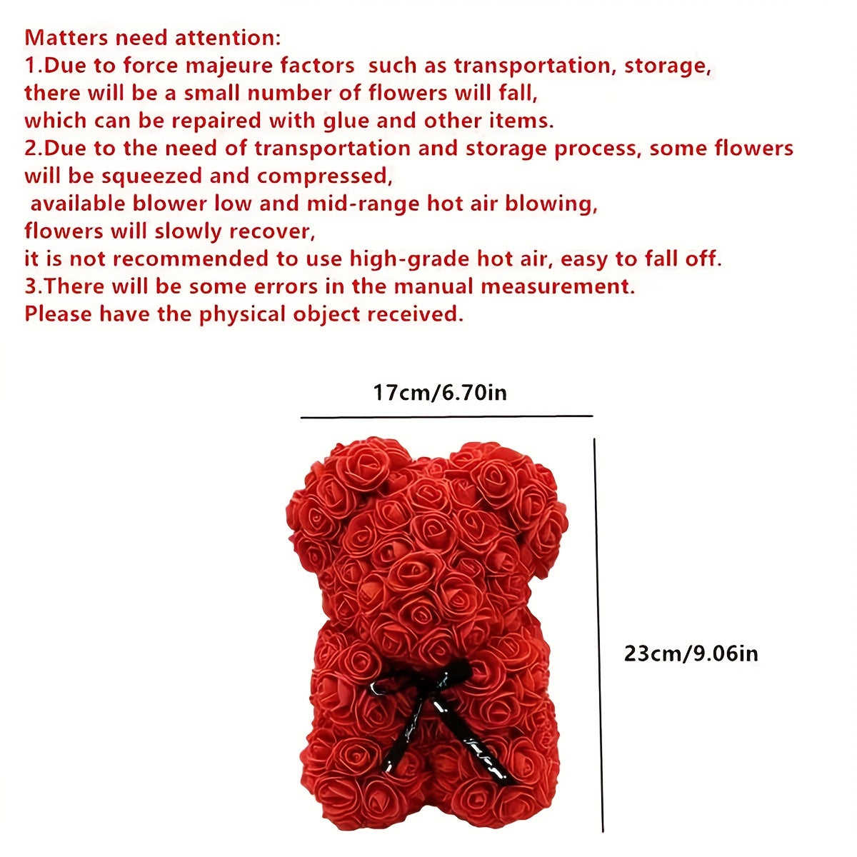 10" Eternal Rose Bear - Lifelike Foam Flower Teddy, Ideal for Valentine's Day, Home Decor & Romantic Occasions, Qixi Festival, 25cm