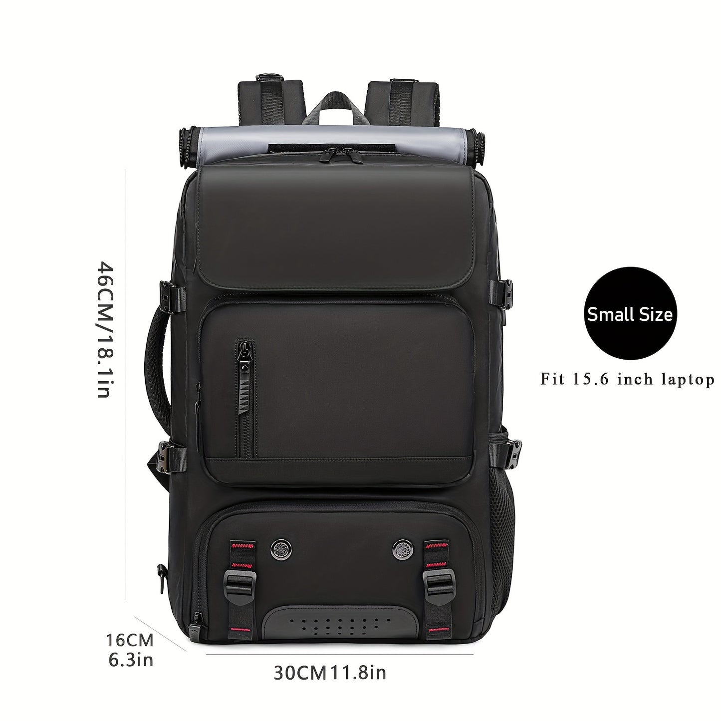 Men's travel backpack with large capacity for hiking, business, and laptops, includes a waterproof shoe bag.