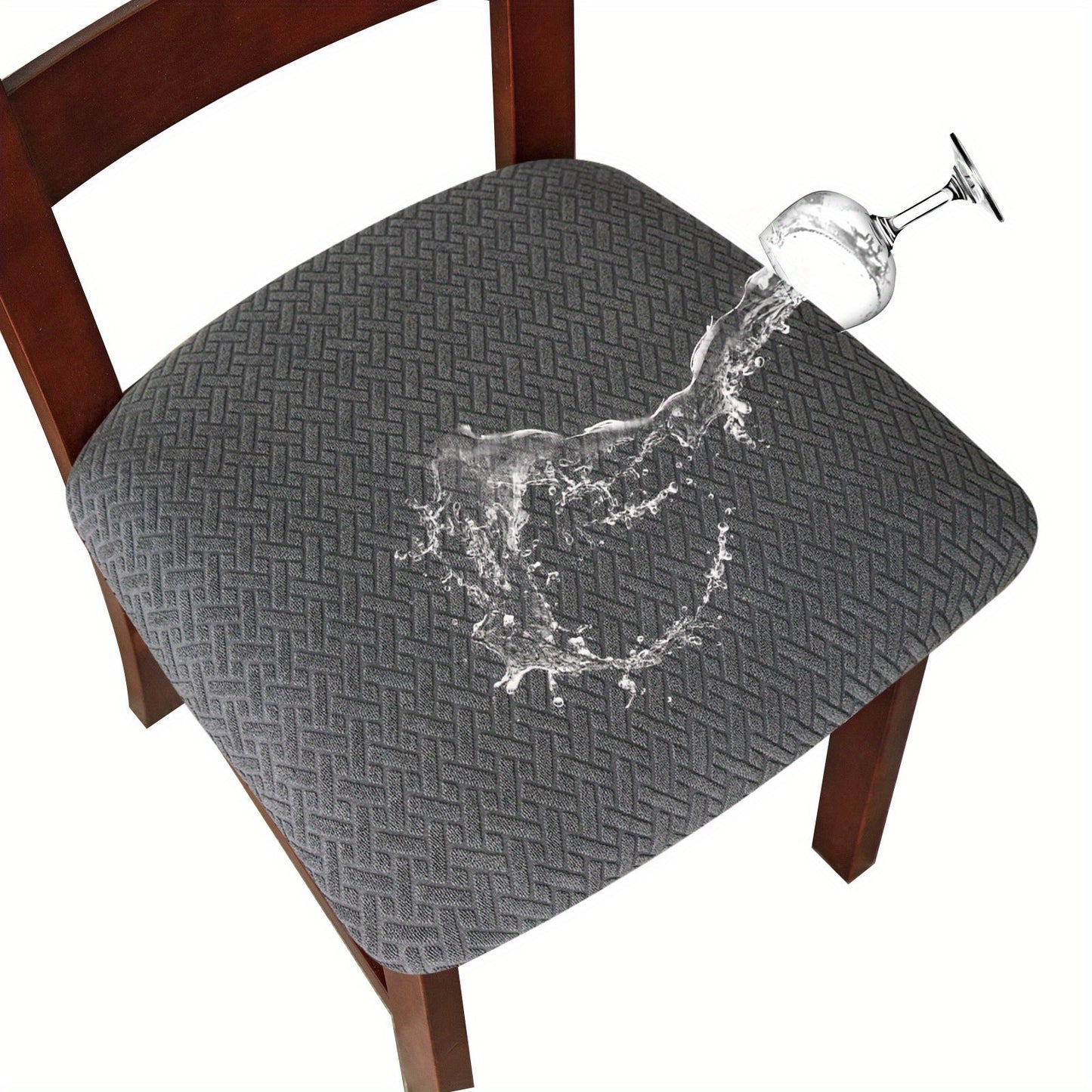 Waterproof restaurant chair covers in grid velvet jacquard style, suitable for protecting kitchen chairs from pets. Detachable, washable, and ideal for home decor.