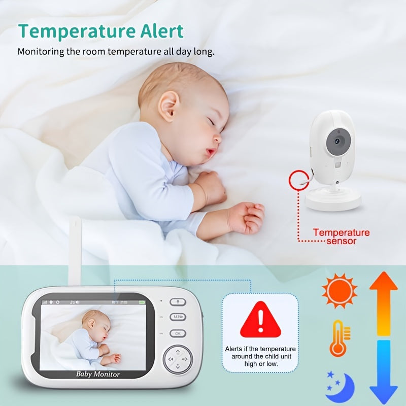 Top-of-the-line Monitor featuring a 720P HD Camera, 8.89cm LCD Screen, 274.32meter Wireless Range, Automatic Night Vision, Two-Way Audio, Temperature Display, and Eight Soothing Lullabies - Powered by USB, includes Editor with Camera