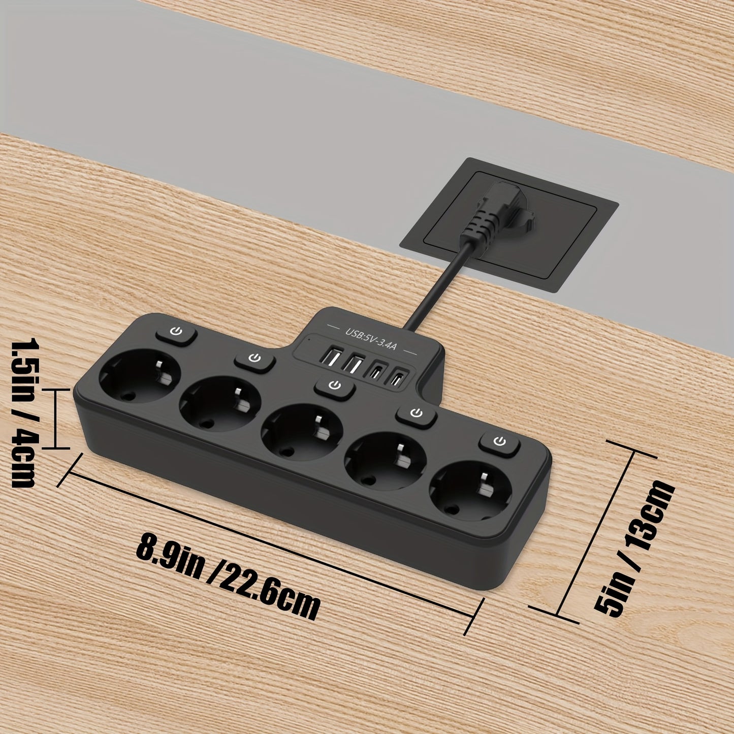 European Style Power Socket with Switch, USB Charger, and Fireproof Design for Multiple Rooms.