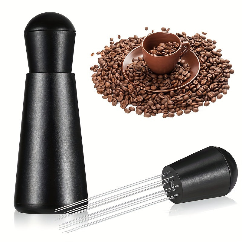 Adjustable Stainless Steel Espresso Coffee Tamper Needle Distributor with Comfort Grip Handle, Detachable for Easy Cleaning - Number of Needles Can be Adjusted, Anti-Slip Design