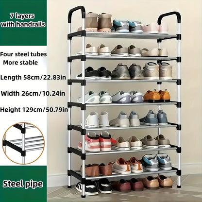 Durable Steel Shoe Rack with Multiple Layers - Spacious Storage, Simple Setup, Ideal for Home and Dorm Organization - Great for Entryway, Bedroom, or Living Room Use