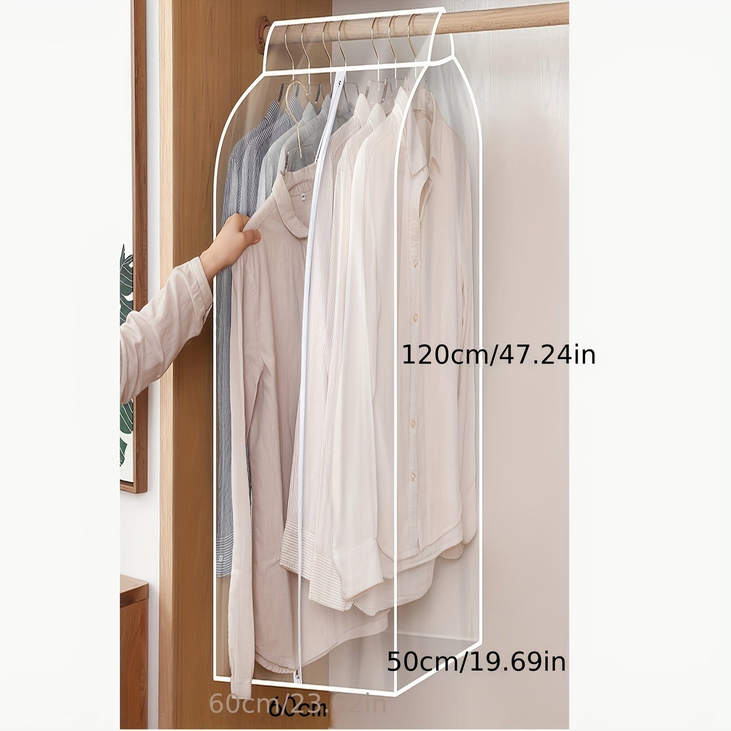 Oversized Transparent Hanging Garment Bag - Perfect for Closet Organization and Storage of Coats, Suits, Dresses and More! Bottom Closed Clothing Cover to Protect Your Wardrobe. Frame Not Included.