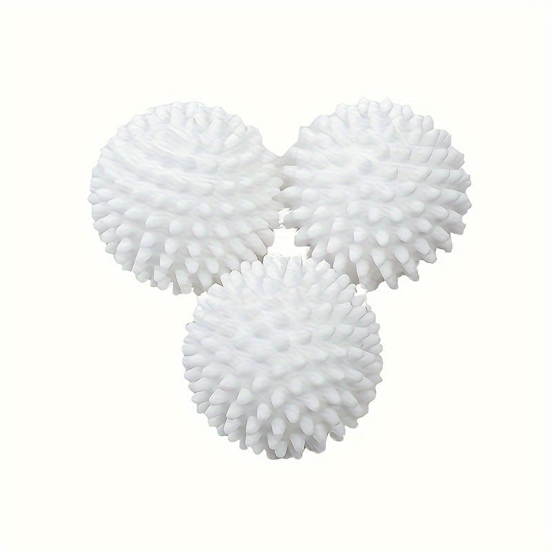 4 reusable laundry balls with multiple functions—lint remover, fabric softener, anti-roll, wrinkle reducer; no electricity needed.