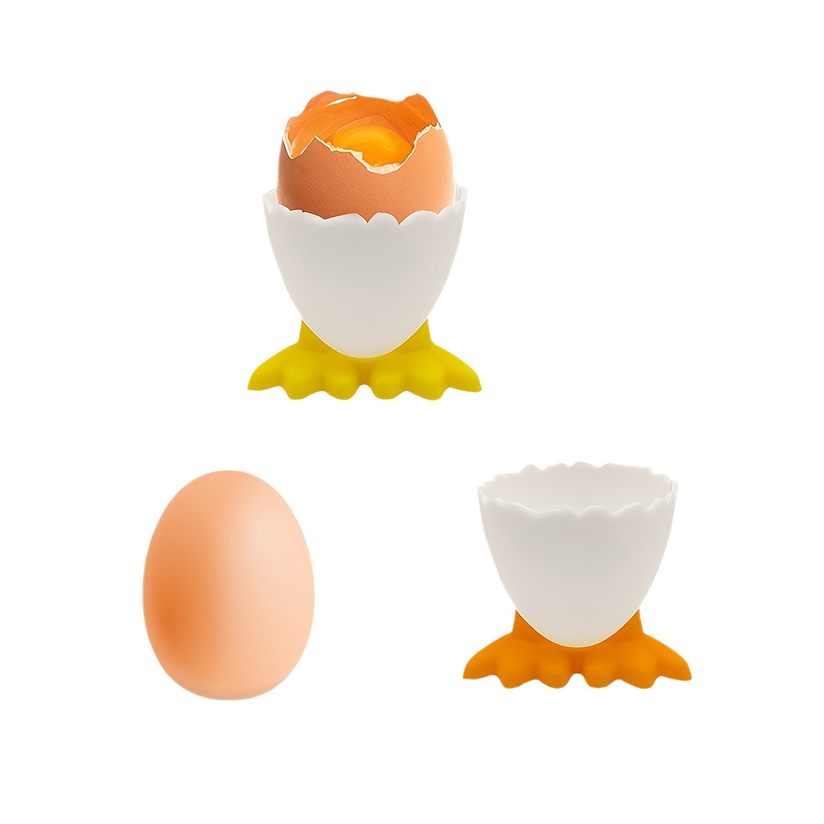 5 to 10 pieces of Plastic Egg Holder Cups, Food-Safe Egg Cup Holders perfect for Breakfast time. These kitchen table Egg Containers are ideal Breakfast Serving Accessories.