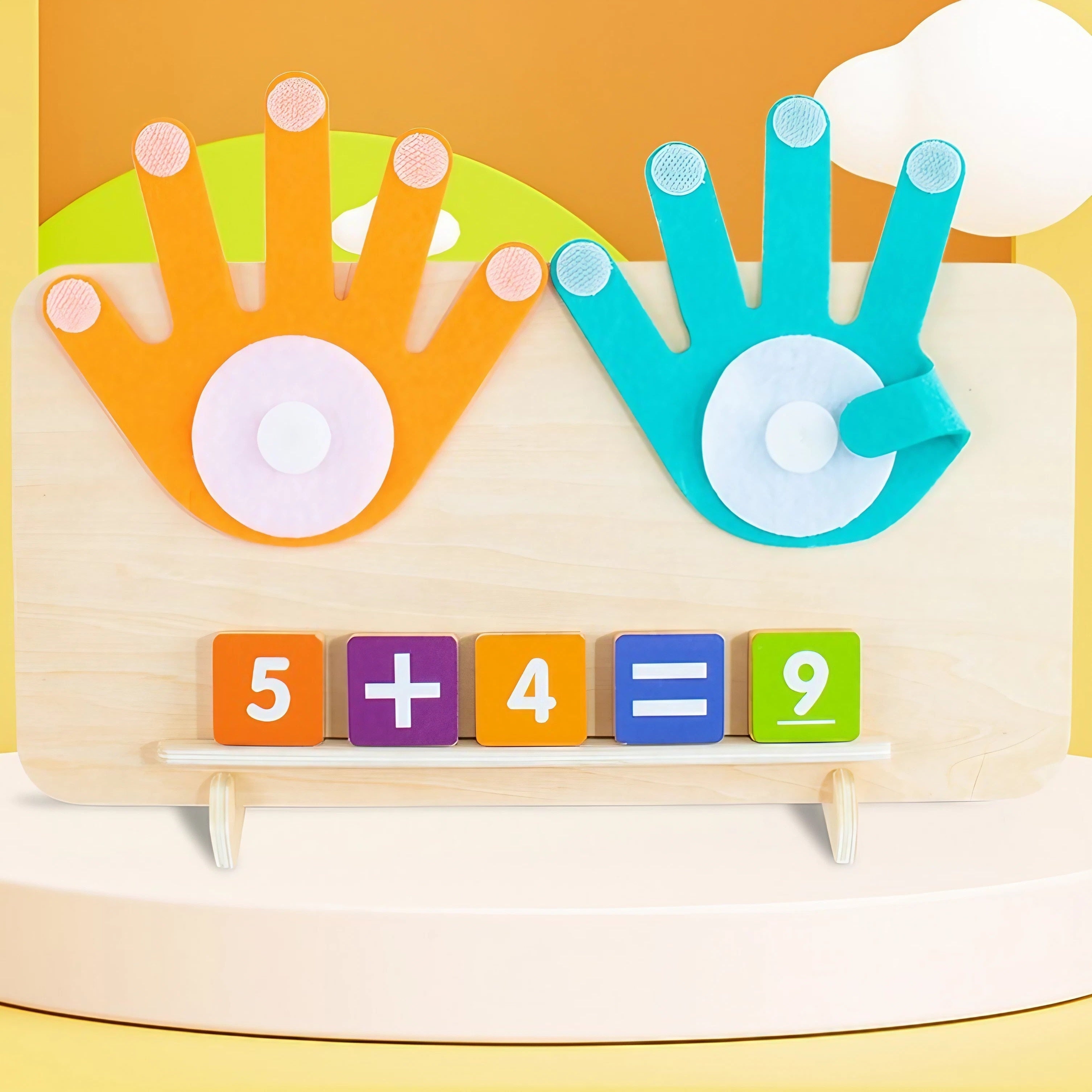 Wooden Finger Arithmetic Teaching Aids for Children, Educational Toys for Enlightenment and Kindergarten Learning of Mathematical Operations Addition and Subtraction with Cognitive Matching Board