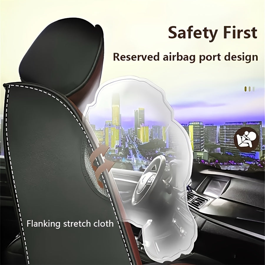 Universal PU Leather Car Seat Covers, Set of 2, Easy to install and maintain, Full protection, Fits most models.