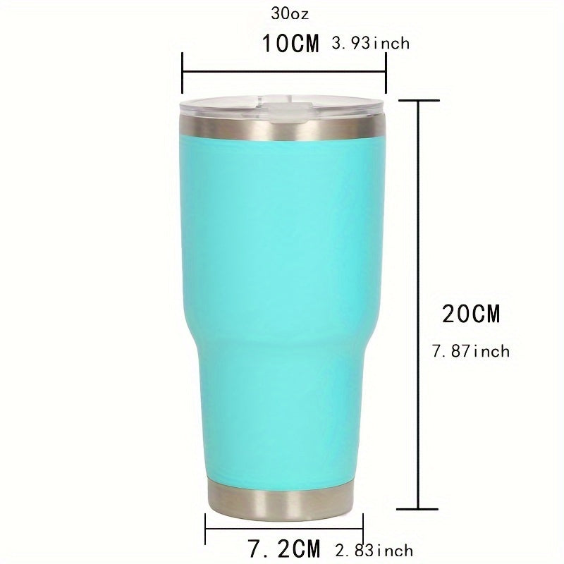 30oz round stainless steel water bottle with leak-proof lid, double wall vacuum insulation, BPA-free; ideal for sports and outdoor activities. Hand wash only.