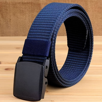 YKK buckle canvas belt, hypoallergenic and security check-friendly, perfect for young students.