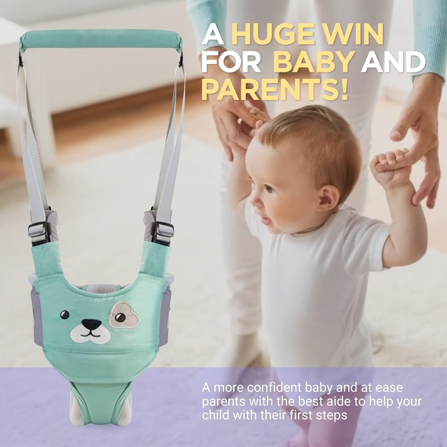 Get your little one on their feet with the Baby Walking Harness! This handheld baby walker belt provides safety and support as your toddler learns to walk. With a detachable crotch for easy use, this walking learning helper makes a great gift for baby's