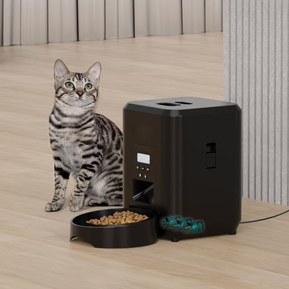 2L Smart Automatic Cat Feeder with Dual Power, Stainless Steel Bowls, Meal Scheduling & Portion Control - Ideal for Cats and Small Dogs