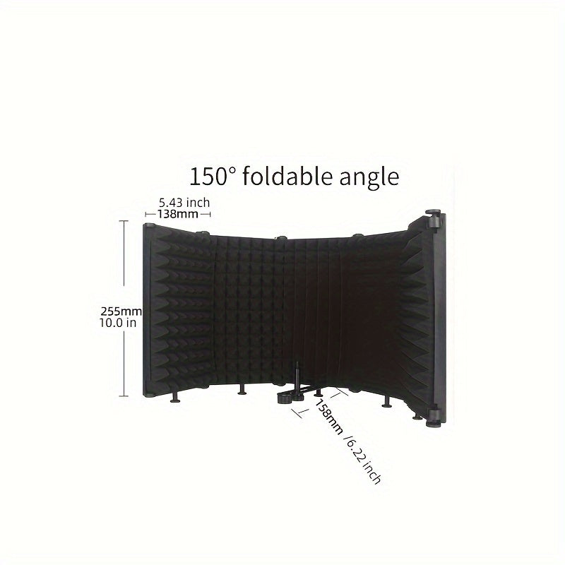 High-density foam sound absorption screen reduces noise for clear vocal recording with condenser microphones.