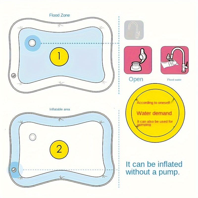 The WELLFAR Inflatable Tummy Time Water Mat is a PVC activity play pad designed to stimulate sensory development in babies aged 0-3 years. This blue toy provides a fun and engaging way for young children to explore and play.