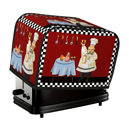 Get your hands on the 1-piece ZSCFBJM Vintage Fat Chef Cartoon Toaster Cover! This large kitchen appliance dust protector features a retro black and white plaid design with a loop design for easy storage. Made of polyester, this cover is non-food contact