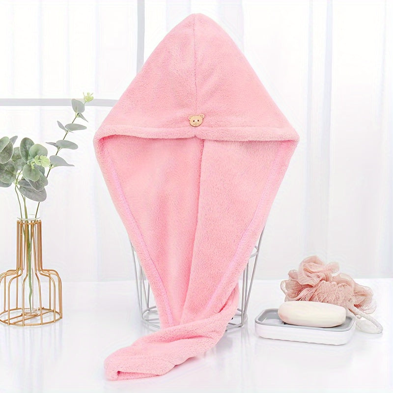 Microfiber hair turban towel, quick-drying and absorbent, featuring a soft solid pattern. Made of ultrafine polyester knit fabric, perfect for home and bathroom use. Rectangular shape with a space-themed design.