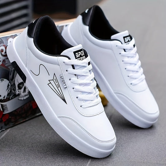 Men's fashion skateboard shoes with paper airplane pattern, low-top lace-up sneakers, comfortable non-slip sole, faux upper, fabric lining, round toe for outdoor activities all year round.