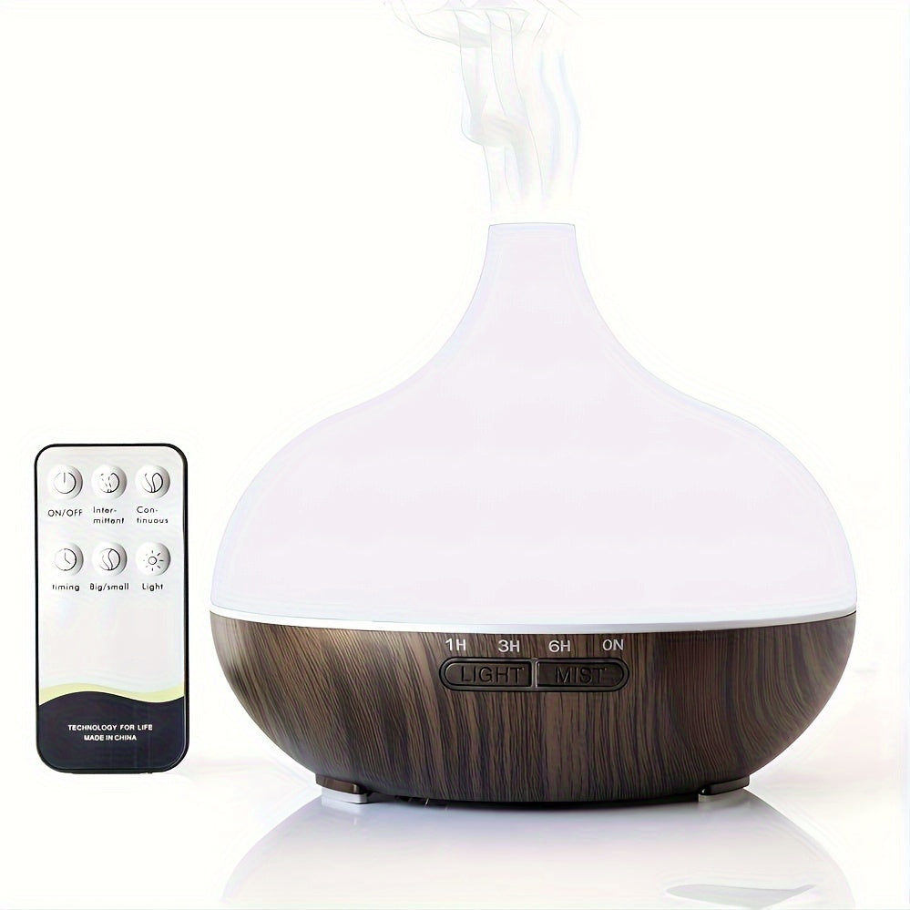 550ml Ultrasonic Essential Oil Diffuser with Remote, USB Powered, Auto-Off Timer, Nightlight, Power Failure Protection, Atomization Mode; for Large Room Home Use.