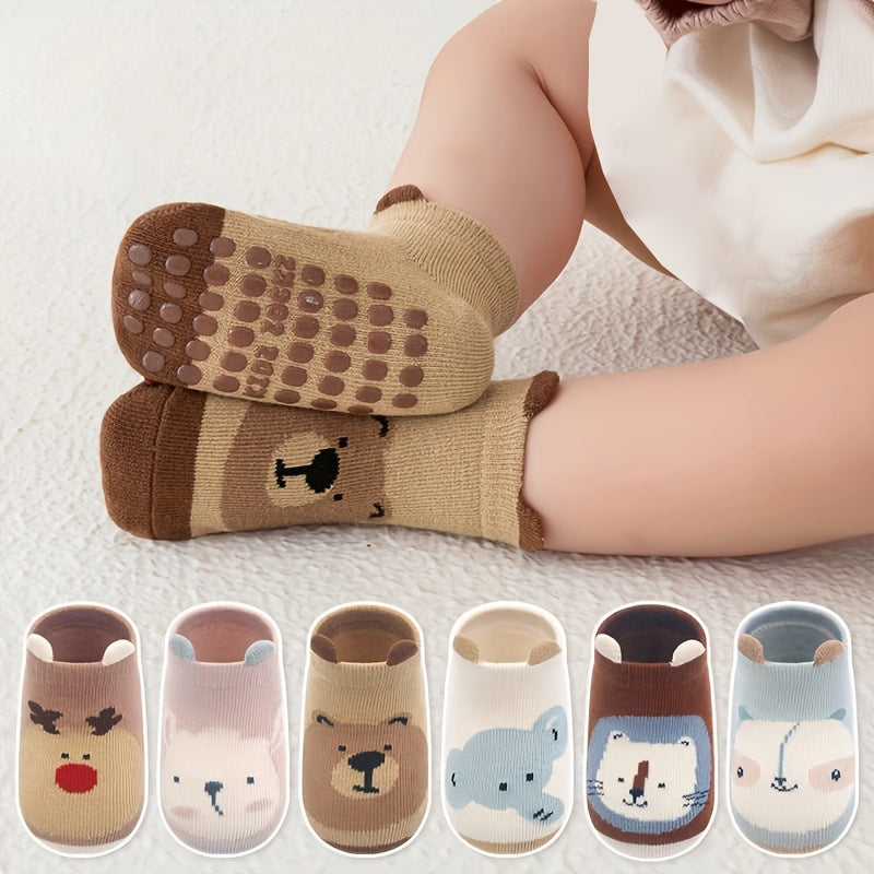 Non-slip cotton baby socks for infants and toddlers 0-3 years old, made of 80% cotton and 20% polyester. Hand wash only. Pack of 1 pair.