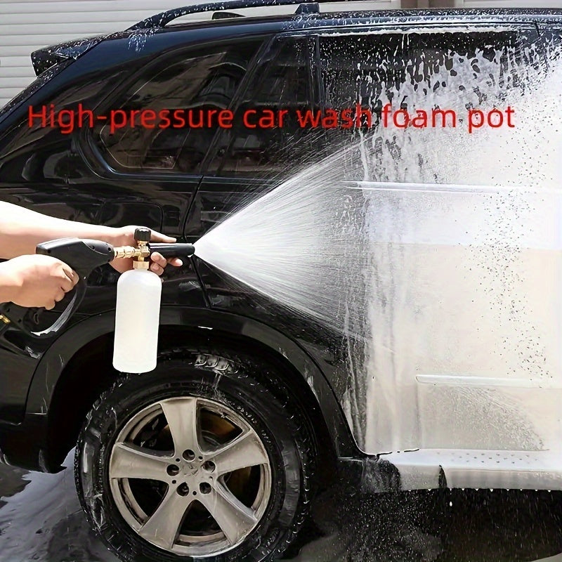 High pressure foam sprayer for car wash with fan-shaped head and quick plug.