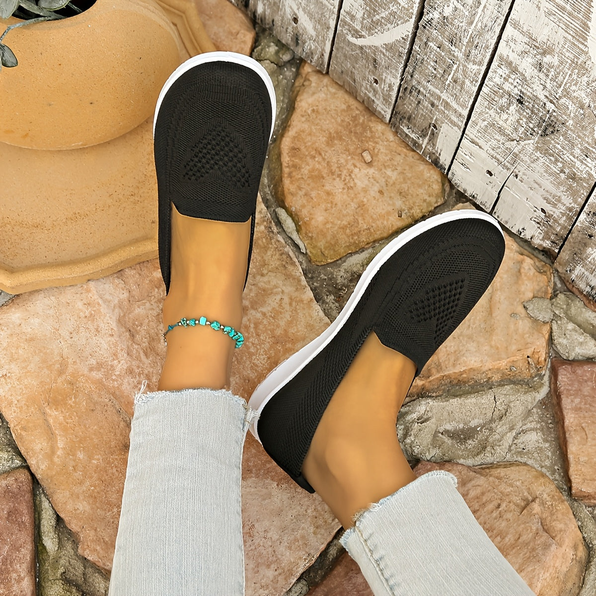 Women's slip-on sneakers are lightweight and breathable with PVC sole and fabric lining. Perfect for all seasons, available in multiple colors.