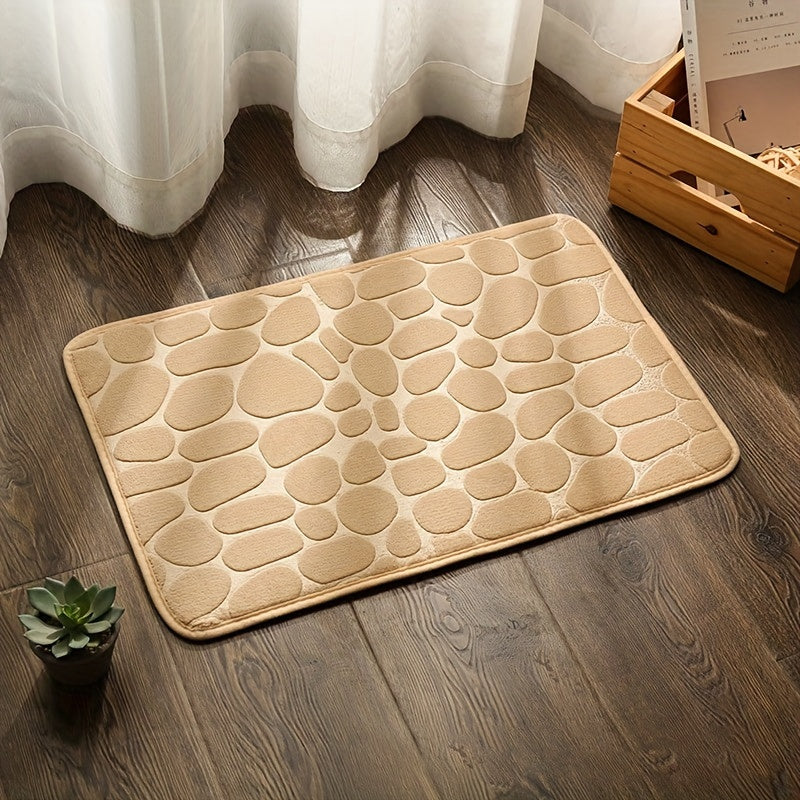 1 pc Pebble Pattern Floor Mat, Absorbent & Quick-drying, Non-slip & Super Soft Entry Rug for Bathroom, Bedroom, Kitchen, Living Room - Ideal Home Decor and Bathroom Supplies.