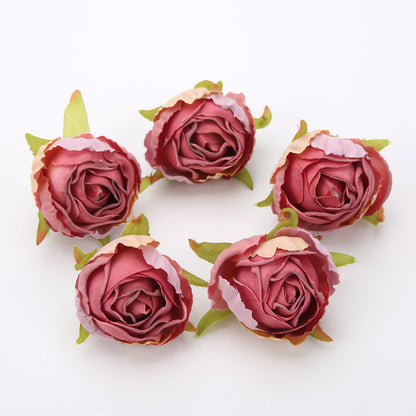 10 pieces of silk tea buds roses for DIY wedding bouquets and Christmas decorations.