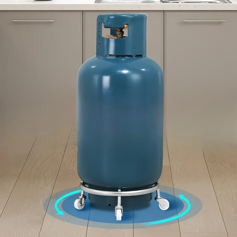 Stainless Steel Gas Cylinder Dolly with Lockable Wheels, Swivel Base, and Mobile Trolley - Ideal for Kitchen, Catering, and Hotel Use for Secure and Convenient Transport.